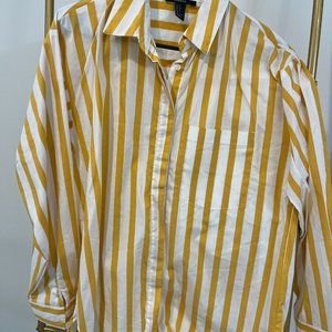 Yellow and White Striped Oversized Button Down (Sized Small) F21